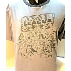 DC Justice League of America Men's Size L Blue/Gray T-Shirt Superman Batman